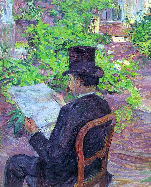  Henri  Toulouse-Lautrec Desire Dihau Reading a Newspaper in the Garden